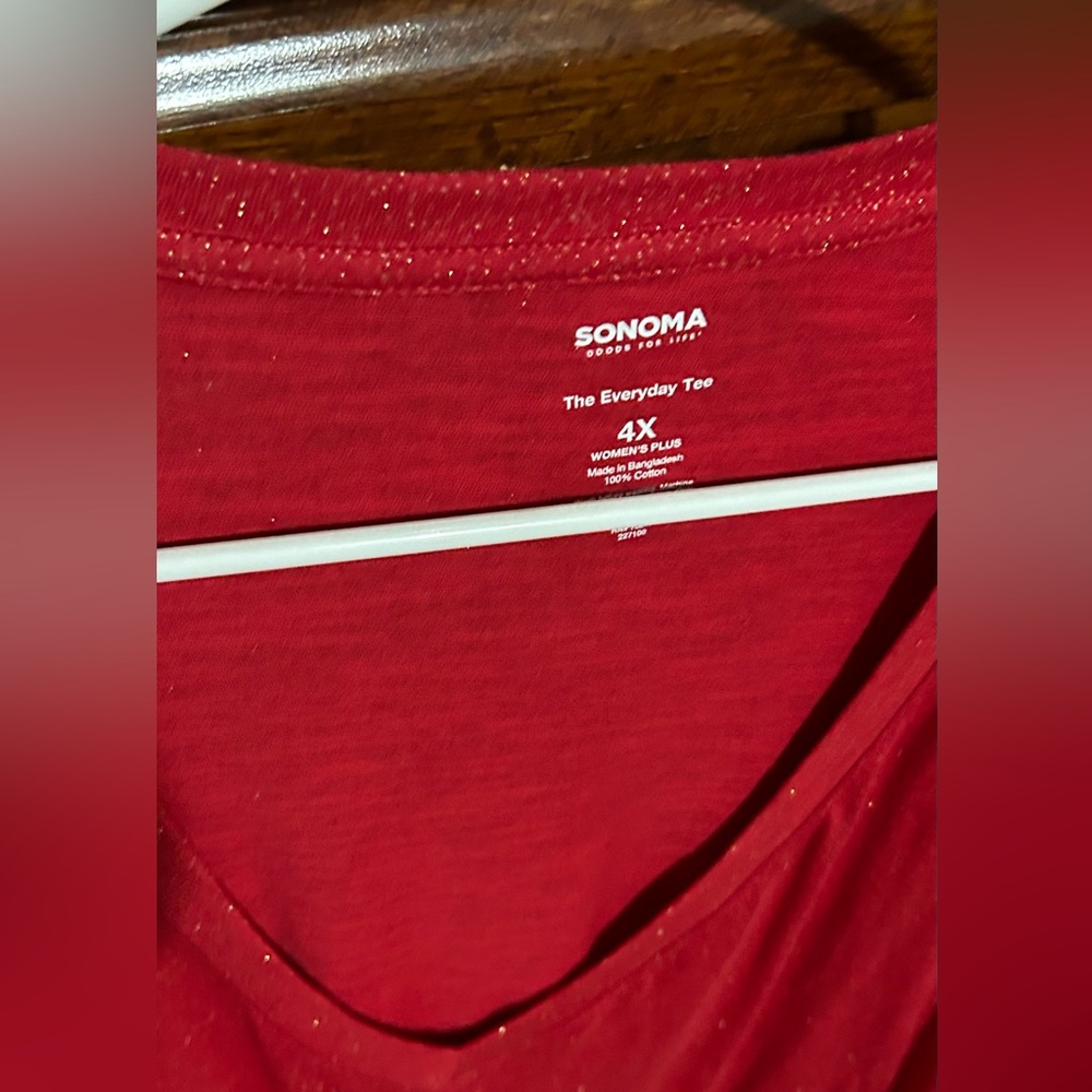 Women’s Sonoma 4X Red Glittery Long Sleeve T-shirt
